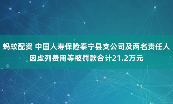 蚂蚊配资 中国人寿保险泰宁县支公司及两名责任人因虚列费用等被罚款合计21.2万元