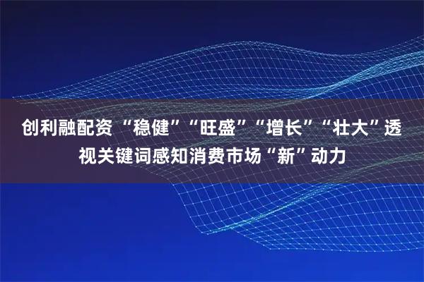 创利融配资 “稳健”“旺盛”“增长”“壮大”透视关键词感知消费市场“新”动力